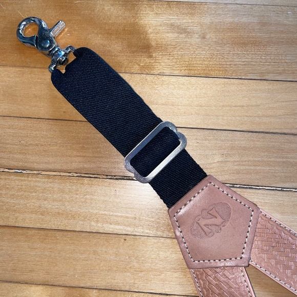 Nocona Belt Co. Standard Basketweave Embossed Leather Suspenders Natural Medium - Picture 9 of 11